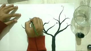 tree silhouette dead drawing easy drawings paintingvalley
