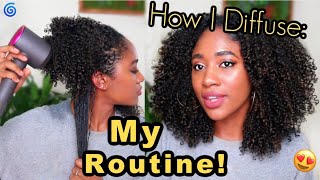 💨How I Diffuse for Definition AND Stretched Curls| My Wash &amp; Go Routine (natural hair shrinkage)