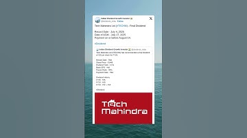 Tech Mahindra Ltd has fixed record date for Final Dividend for FY25. #StockMarket #News #Dividend