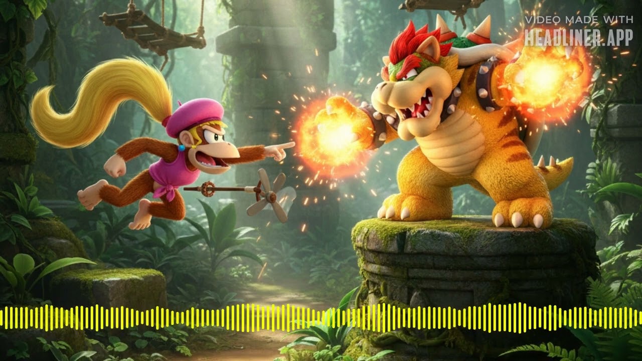 Mario Kart Tour Dixie Kongs Voice clips VS Meowser Super Mario 3D World instumental (Mashup)