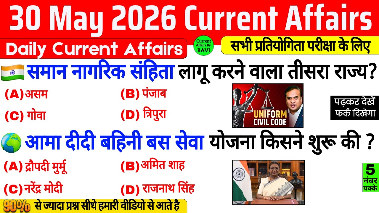30 May 2026 Current Affairs | Current Affairs Today | Current GK SSC ...