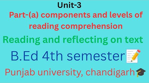 (a) components and levels of reading comprehension/reaading &reflecting on text/b.ed 4th sem./PUC✍️