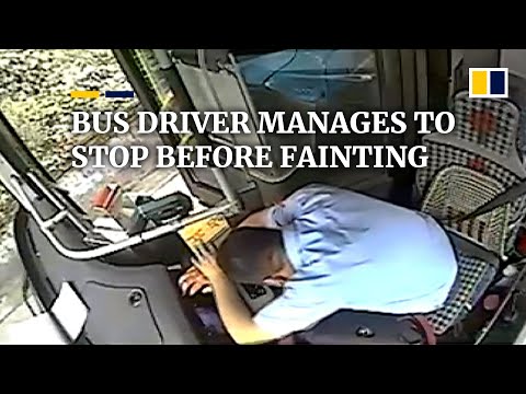 Chinese bus driver manages to stop vehicle before fainting