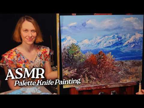 ASMR Palette Knife Painting: Spring Mountains Mojave Desert (Soft Spoken, 2 Hours)