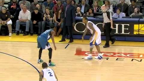 Monta Ellis score the incredible circus shot lay up over Darko Milicic vs Minnesota Timberwolves