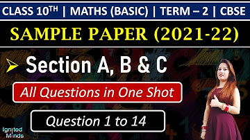 Class 10th Basic Maths Sample Paper | Term - 2 (2021-22) | Complete Solution | Question 1 to 14