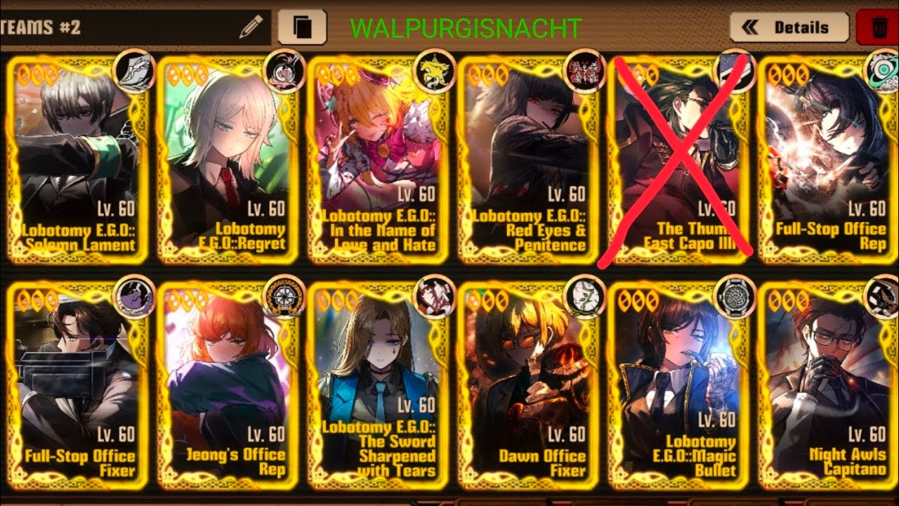 [LIMBUS COMPANY] 9-50 Full Walpurgisnacht ID Team