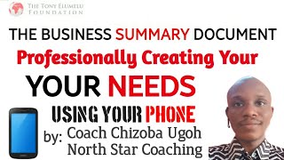 YOUR NEEDS - TEF 2022 BUSINESS PLAN SUMMARY DOCUMENT CREATION - Part 5