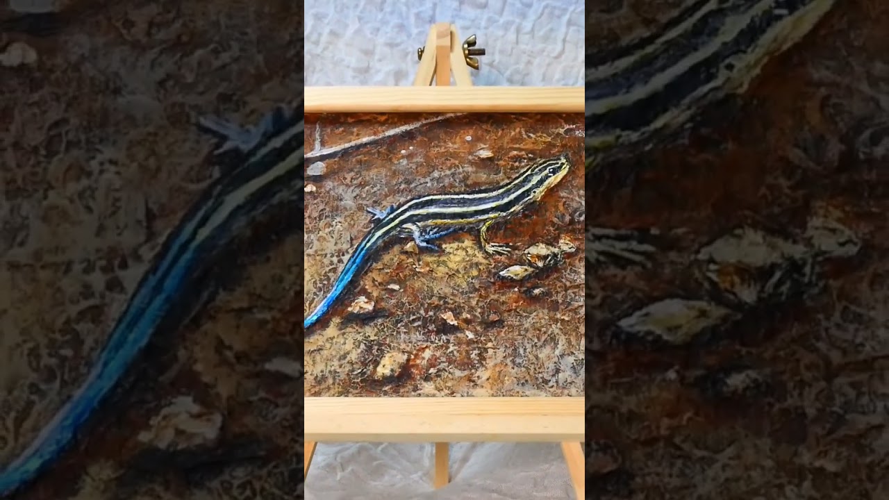 油絵】トカゲ #油彩画 #芸術 #油絵 #絵 #アート #art #oilpainting