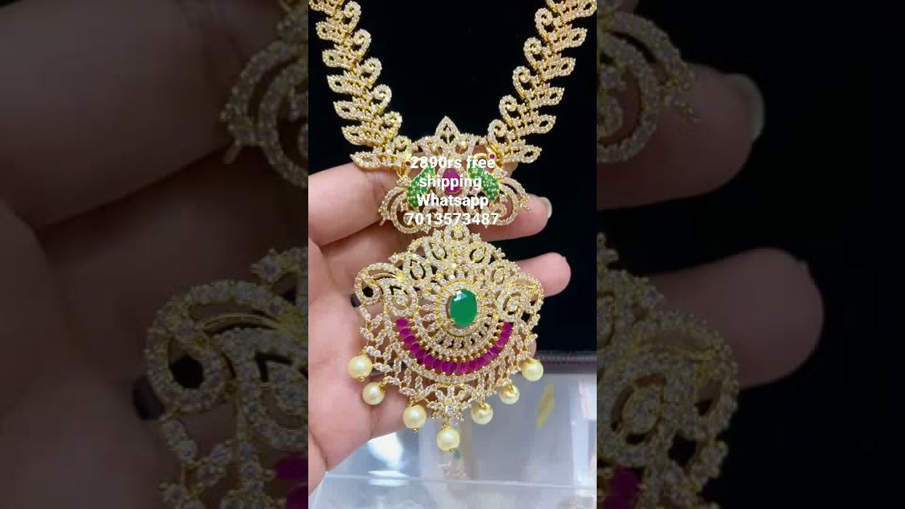 2890rs free shipping Whatsapp 7013573487 | one gram Gold cz long Haram