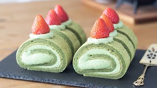 濃厚抹茶ロールケーキの作り方 Rich Matcha Roll Cake｜HidaMari Cooking