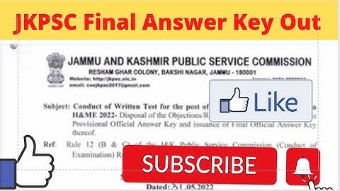JKPSC Final Answer Key Out  2022