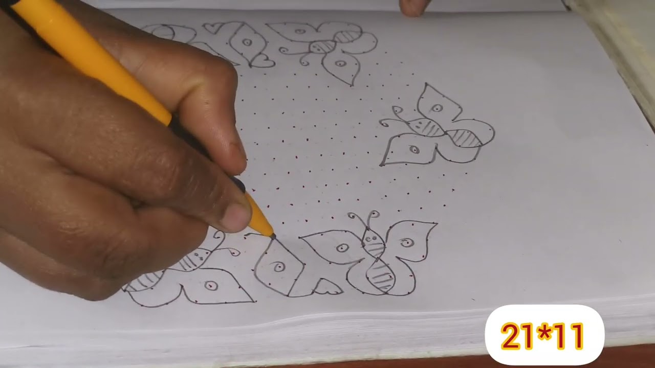 21*11 dots simple rangoli design # easy rangoli # sankraanti rangoli # festival 🎎🥮 rangoli design # 