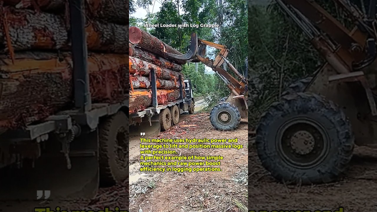 Heavy Loader Lifts Massive Logs Like Nothing 