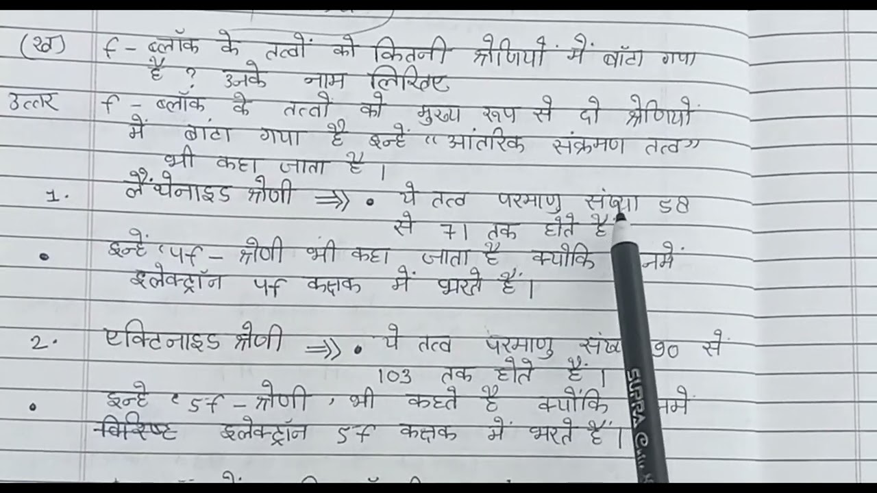 f-block ke tatva tatha unke naam 