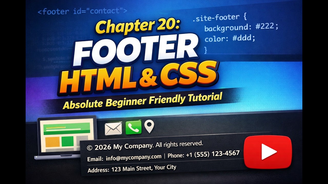 Footer HTML and CSS– Absolute Beginner Friendly Tutorial - YouTube