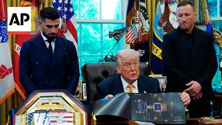 Trump shows renderings of UFC event at the White House as he hosts fighters