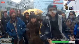 Brainwashed cucks cult-like chanting in front of Shia LeBeoufs stupid live cam
