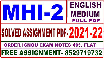 mhi-2 solved assignment 2021-22 / mhi 2 solved assignment in English / ignou mhi 2