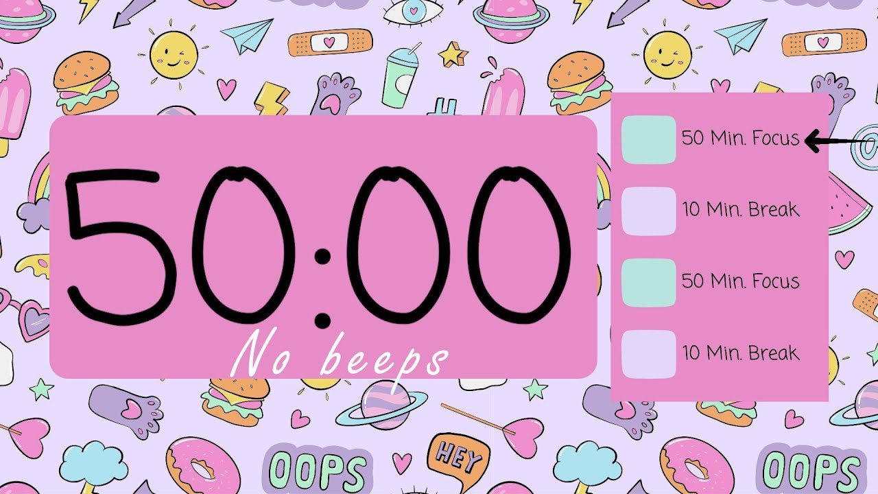 ⏳ 50/10 Pomodoro Timer – Silent & Distraction-Free 🎯 | No Beeps, Just Focus