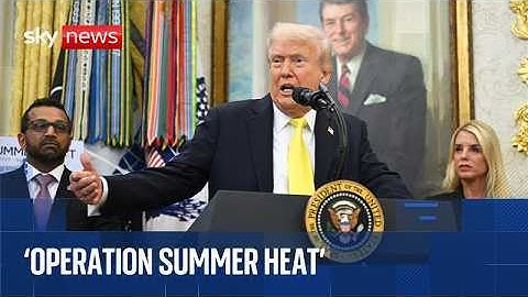 Trump speaks from the Oval Office with FBI director Kash Patel and AG Pam Bondi