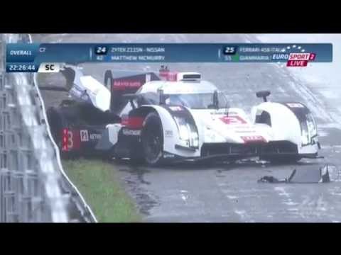 24 Hours of Le Mans 2014. Toyota №8 and Audi №3 Crash