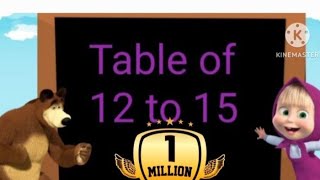 12 To 15 Tables For Kids Learn Multiplication Table Of 12 To 15 R M Kids Cartoon