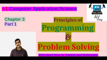 Plus one Computer Application | Science |Principles of Programming | Chapter 3 | Part 1 | Short Note