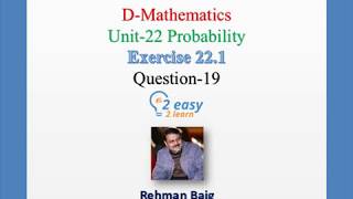 Simple Probability (Ex22.1-Q19) | O Level - 4024  IGCSE - 0580 | Mathematics