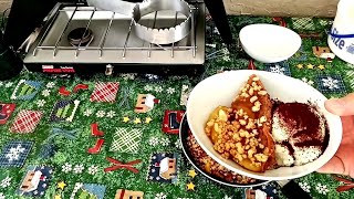 Simple Apple Crisp Cake On A Coleman Camping Stove