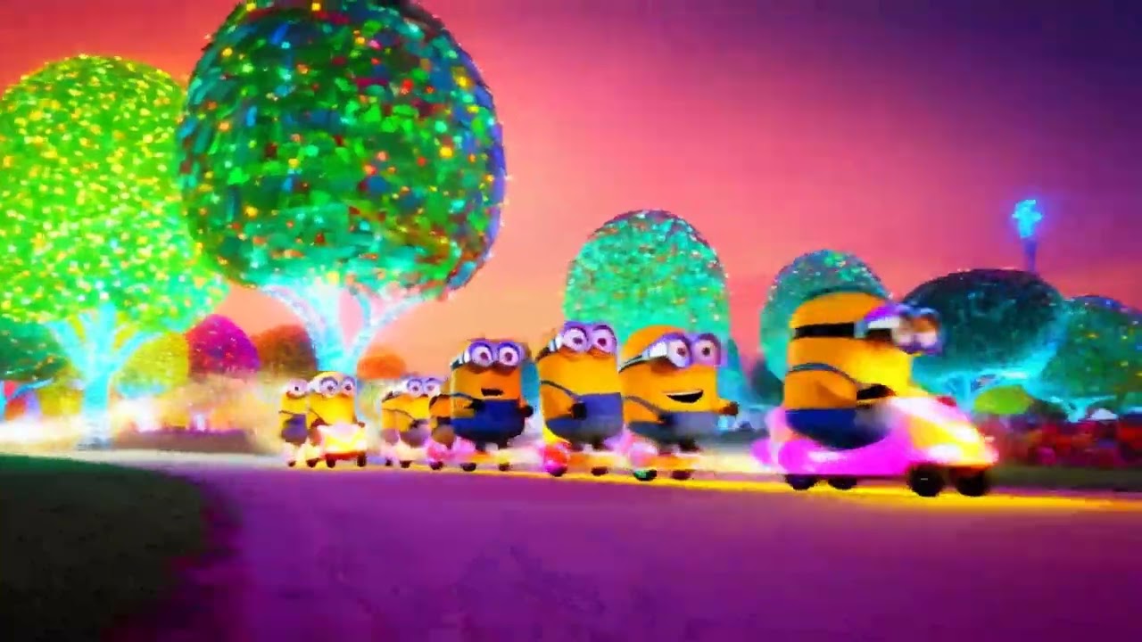 Minions’ Glow Tandem Scooter Stunt Race Through Neon Park
