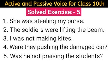Exercise 5 Active and Passive Voice for Class 10th up board from English excellent grammar guide