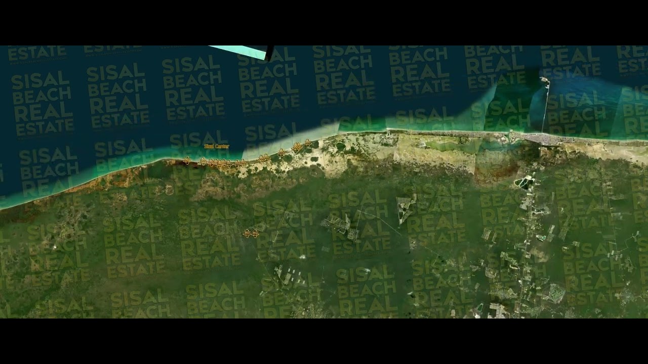 Fotografía satelital y de dron de Sisal usada por la agencia inmobiliaria