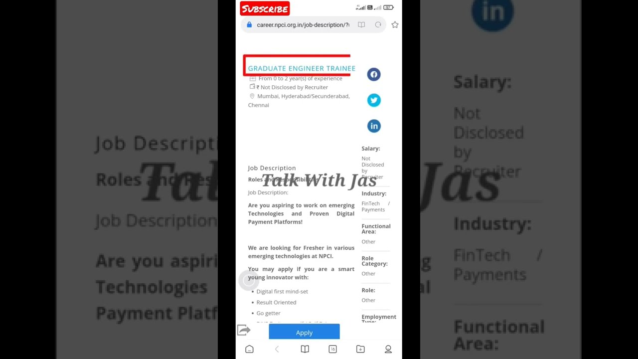 NPCI Recruitment 2022 | Freshers Eligible | Salary 4 LPA+ | No Fees