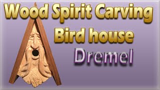 Wood spirit carving bird house  Dremel