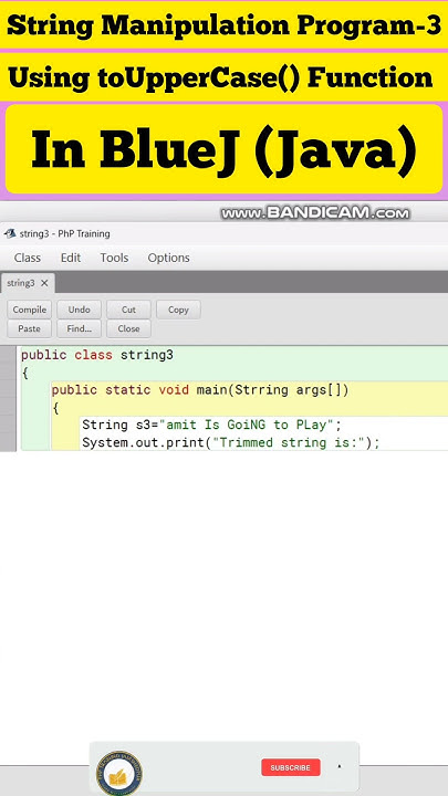 Using toUpperCase () Function in BlueJ Java ll String Manipulation ...