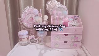 Pack My Makeup Bag With Me 🩷 ASMR Kbeauty Cbeauty #kbeauty #makeup #asmr #pink #aesthetic #fyp #cute