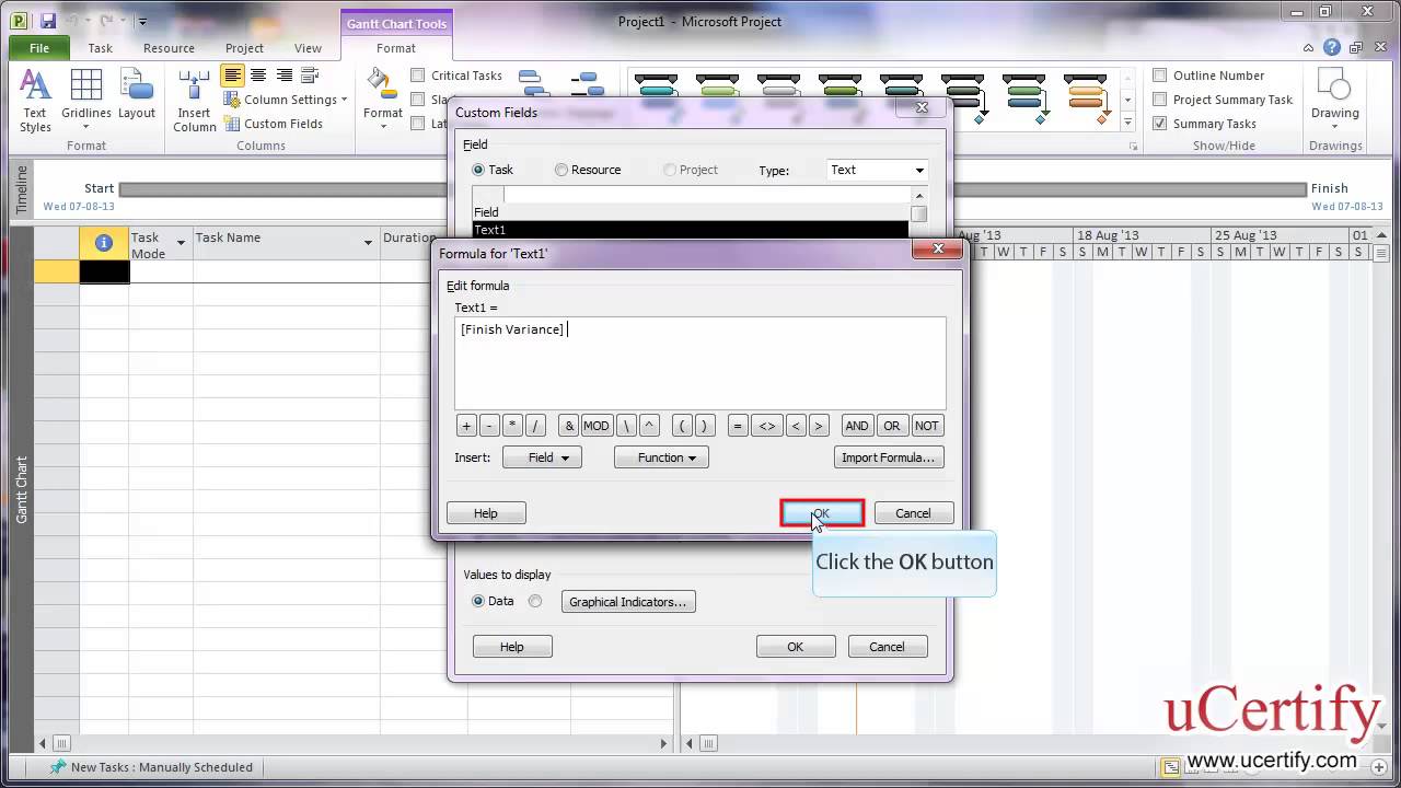 ms project 2010 how to create basic formula and apply graphical indicator criteria demo