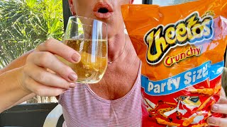 ASMR crunchy Cheetos & Champagne!