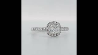 0.50 Carat Cushion Diamond Halo And Pavé Engagement Ring