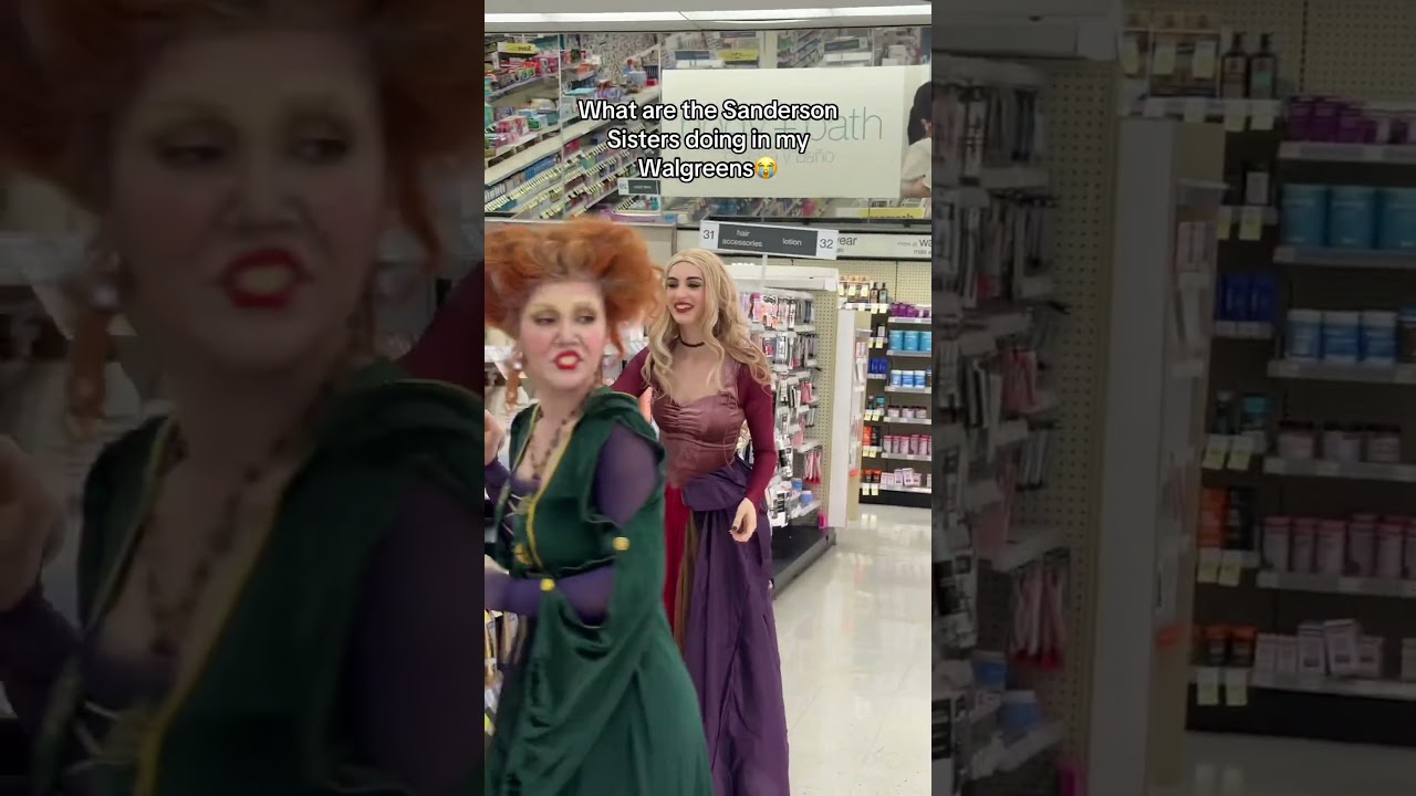 Sanderson Sisters in Walgreens😱 #sandersonsisters #hocuspocus #hocuspocus2 #cosplay #cosplayers