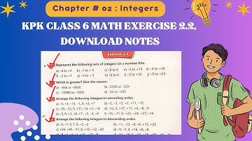 Exercise 2.2 class 6 math kpk New Book 2024 | Unit 2 - Integers | #mathphysics