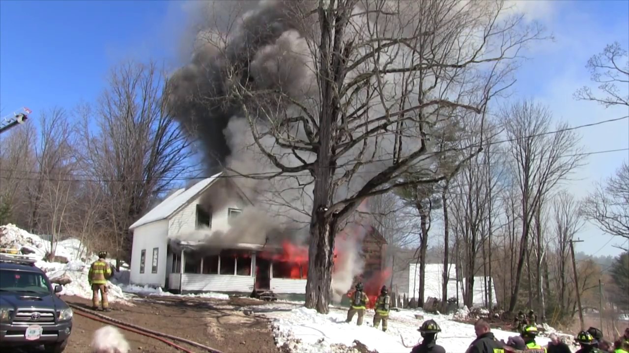 Controlled burn Lyndeborough, NH complete house burning at 3x speed