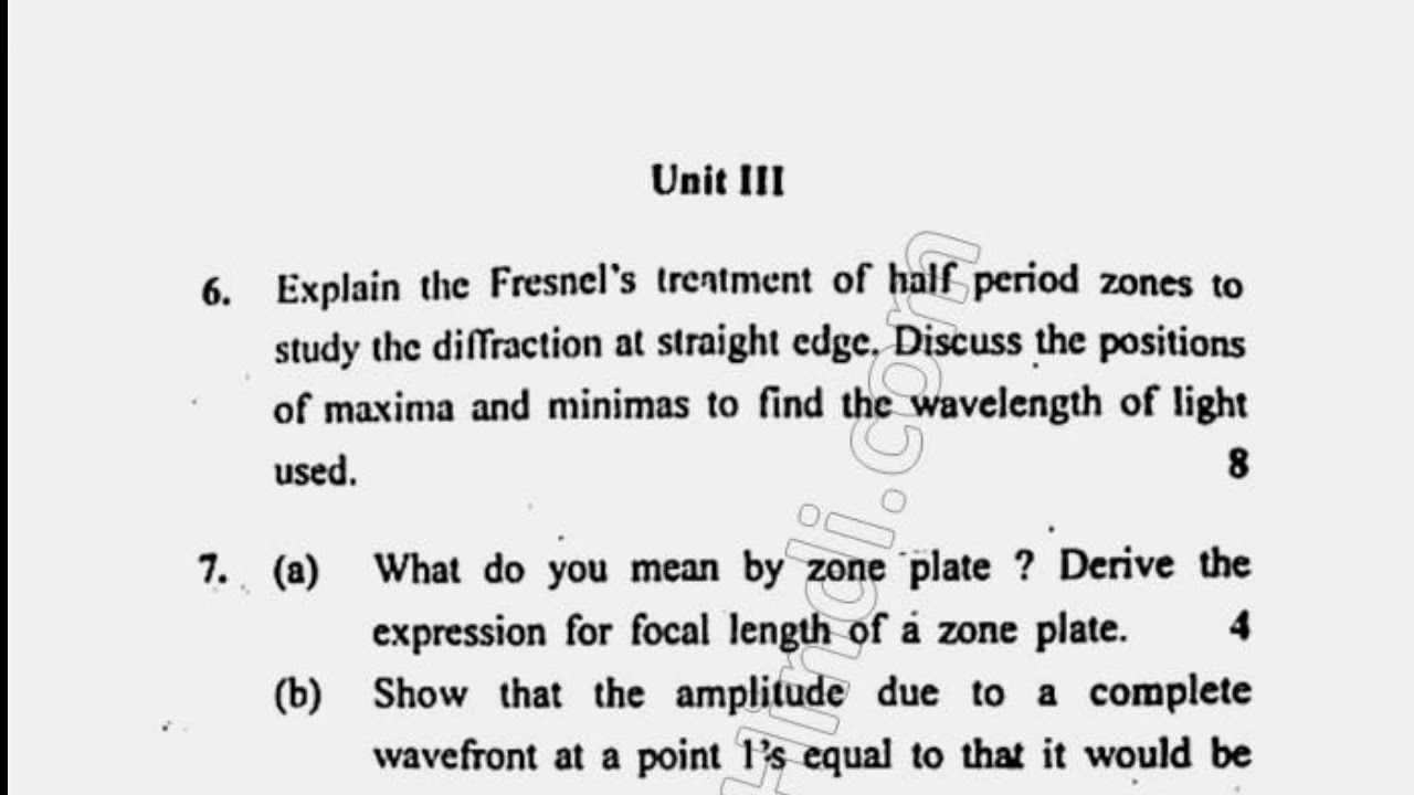 2019 BSc 3rd Sem Physics Wave & Optics Question Paper YouTube