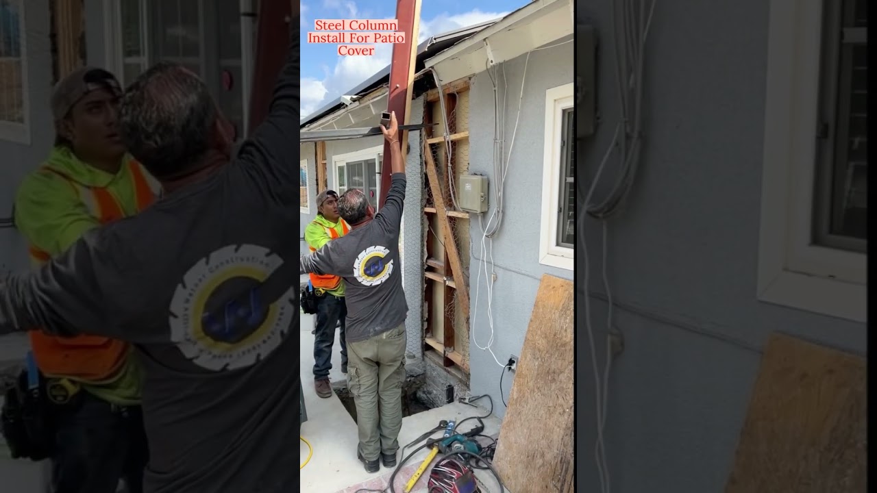 Installation of steel cantilever columns.  