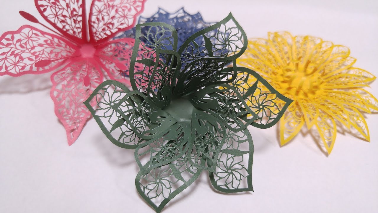 Diy 3d Paper Cut Art Flower 立体切り絵の花 Marimo 折り紙モンスター