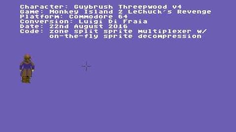 Monkey Island 2 demo on the Commodore 64: Updated animation for Guybrush Threepwood