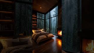 Heavy Rain ASMR in a Cozy Forest Cabin 🌧️🔥 | Deep Sleep in 60s#rain #deepsleep #asmrrain