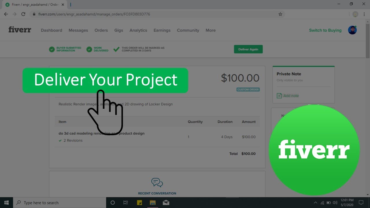 How to Deliver your Order on Fiverr 2020 YouTube