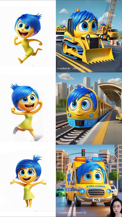 Joy Inside Out cartoon turns into a Cute Vehicle #insideout #ambulance #trains #train